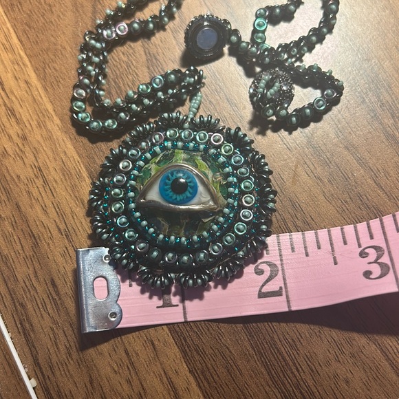 Eyeball 👁️ beaded necklace handmade Halloween 🎃 eye cabochon - Picture 4 of 5
